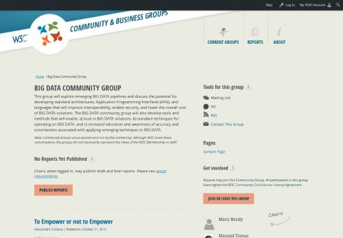 
                            10. Big Data Community Group - World Wide Web Consortium