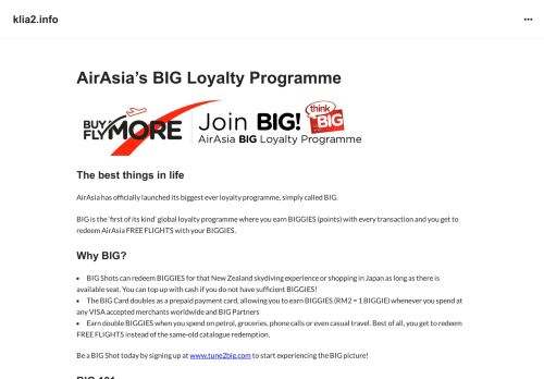 
                            5. BIG Loyalty Programme | Malaysia Airport KLIA2 info