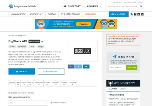
                            10. BigStock API | ProgrammableWeb