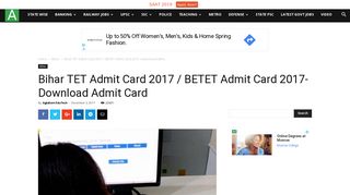 
                            3. Bihar TET Admit Card 2017 / BETET Admit Card ... - AglaSem Career