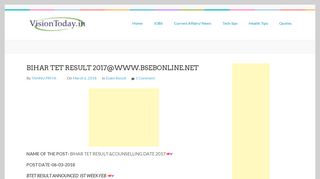 
                            9. BIHAR TET RESULT 2017@WWW.BSEBONLINE.NET – VisionToday.in