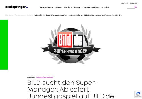 
                            7. BILD sucht den Super-Manager: Ab sofort Bundesligaspiel auf BILD ...