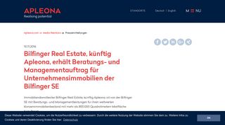 
                            4. Bilfinger Real Estate, künftig Apleona, erhält Beratungs- und ...