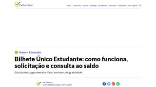 
                            6. Bilhete Único Estudante: como funciona, solicitação e consulta ao saldo