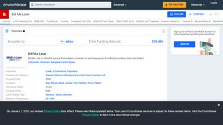 
                            4. Bill Me Later | Crunchbase
