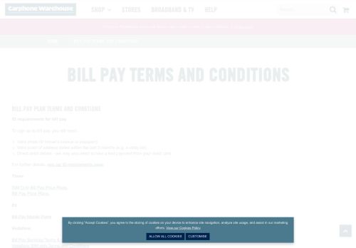 
                            7. Bill pay terms and conditions - Carphone Warehouse, Ireland