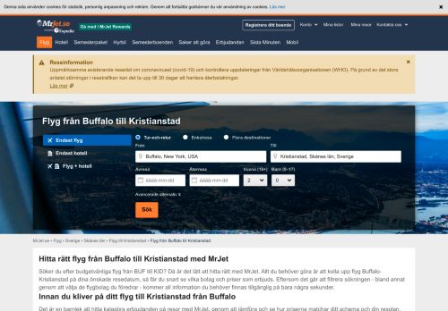 
                            13. Billiga flyg från Buffalo till Kristianstad hos MrJet från