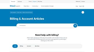 
                            4. Billing & Account | Shaw Support - Shaw Communications