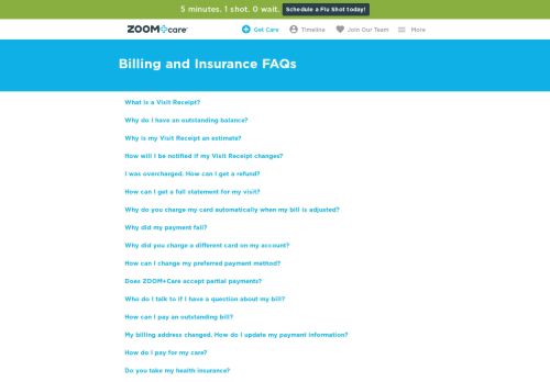 
                            5. Billing and Insurance - ZoomCare