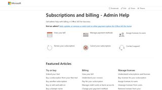 
                            2. Billing in Office 365 for business - Admin Help | Microsoft Docs