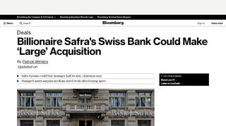 
                            12. Billionaire Safra's Swiss Bank Could Make 'Large' Acquisition ...