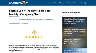 
                            6. Binance Login-Probleme: Kein Hack bestätigt Changpeng Zhao - Coin ...