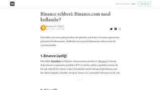 
                            6. Binance rehberi: Binance.com nasıl kullanılır? – KriptoPara TR - Medium