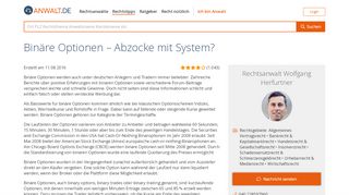 
                            5. Binäre Optionen – Abzocke mit System? - Anwalt.de