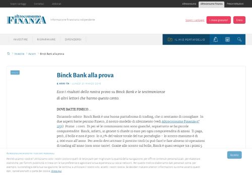 
                            8. Binck Bank alla prova - Altroconsumo