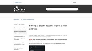 
                            1. Binding a Steam account to your e-mail address. – Gaijin Support