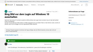 
                            3. Bing Bild vor dem Login auf Windows 10 ausschalten - Microsoft ...