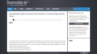 
                            11. Bing Wallpaper täglich wechseln mit der Windows 10 Universal App ...