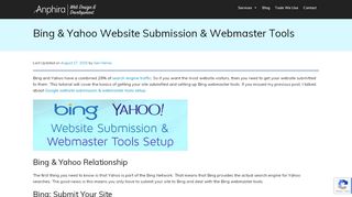 
                            2. Bing & Yahoo Website Submission & Webmaster Tools - Anphira ...