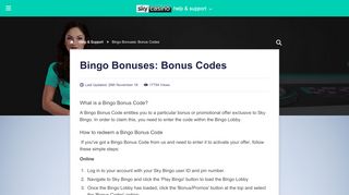 
                            13. Bingo Bonuses: Bonus Codes - Sky Casino