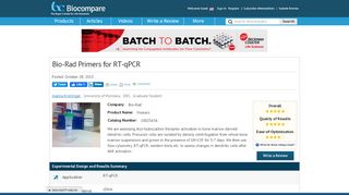 
                            9. Bio-Rad Primers for RT-qPCR | Biocompare.com Kit/Reagent Review
