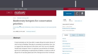 
                            6. Biodiversity hotspots for conservation priorities | Nature