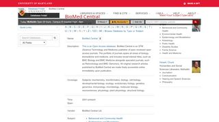 
                            11. BioMed Central - DB Finder | UMD Libraries