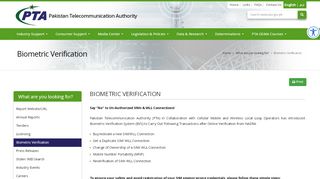 
                            2. Biometric Verification | PTA