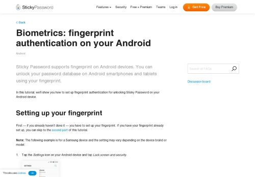
                            3. Biometrics: fingerprint authentication on your Android. - Sticky Password