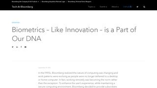 
                            9. Biometrics – Like Innovation – is a Part of Our DNA | Tech At Bloomberg