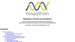 
                            9. Biopython Tutorial and Cookbook