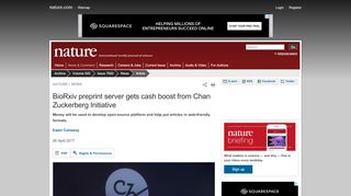 
                            6. BioRxiv preprint server gets cash boost from Chan Zuckerberg ...