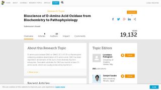 
                            8. Bioscience of D-Amino Acid Oxidase from Biochemistry to ... - Frontiers
