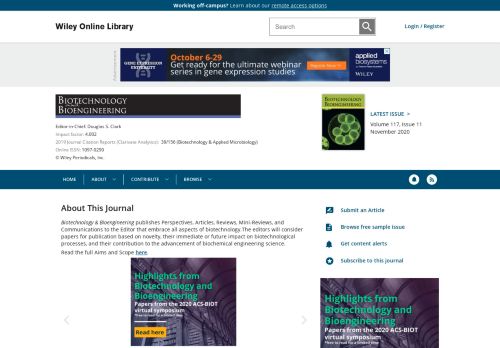 
                            10. Biotechnology and Bioengineering - Wiley Online Library