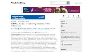 
                            6. BioTIME: A database of biodiversity time series for the Anthropocene ...