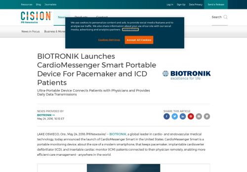 
                            6. BIOTRONIK Launches CardioMessenger Smart Portable Device For ...