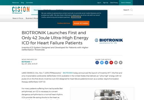 
                            7. BIOTRONIK Launches First and Only 42 Joule Ultra-High Energy ...