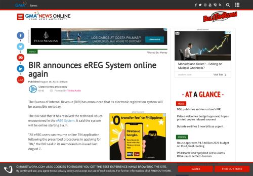 
                            11. BIR announces eREG System online again | Money | GMA News Online