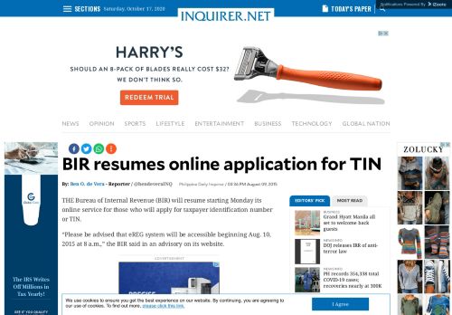 
                            13. BIR resumes online application for TIN | Inquirer Business