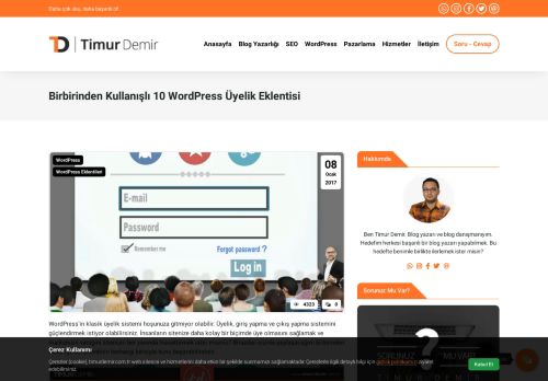 
                            2. Birbirinden Kullanışlı 10 WordPress Üyelik Eklentisi | Timur Demir