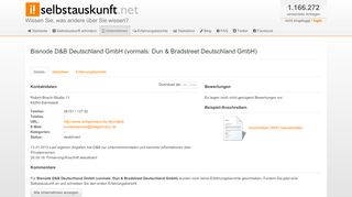 
                            10. Bisnode D&B Deutschland GmbH (vormals: Dun & Bradstreet ...