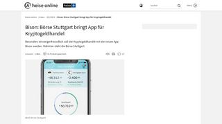 
                            6. Bison: Börse Stuttgart bringt App für Kryptogeldhandel | heise online