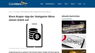 
                            4. Bison Krypto-App der Stuttgarter Börse nimmt Arbeit auf - Coin Hero