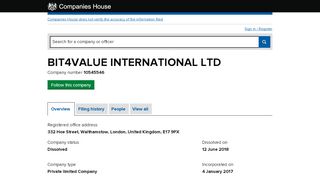 
                            4. BIT4VALUE INTERNATIONAL LTD - Overview (free company ...