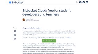 
                            3. Bitbucket Cloud: free for student developers and teachers - Bitbucket