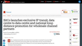 
                            11. BitCo launches exclusive IP transit, data centre to data centre and ...
