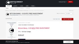 
                            1. Bitcoin Banq - 0.03 BTC FREE INVESTMENT - PROMOTIONS / OFF-SITE ...