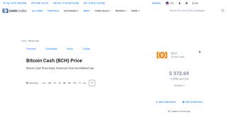 
                            12. Bitcoin Cash (BCH) Price, Chart, Value & Market Cap | CoinCodex