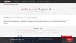 
                            7. Bitcoin Casinos with No Registration - Play Instantly! • The Bitcoin Strip