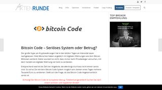 
                            12. Bitcoin Code - Seriöses System oder Betrug? - Aktienrunde vergleicht ...